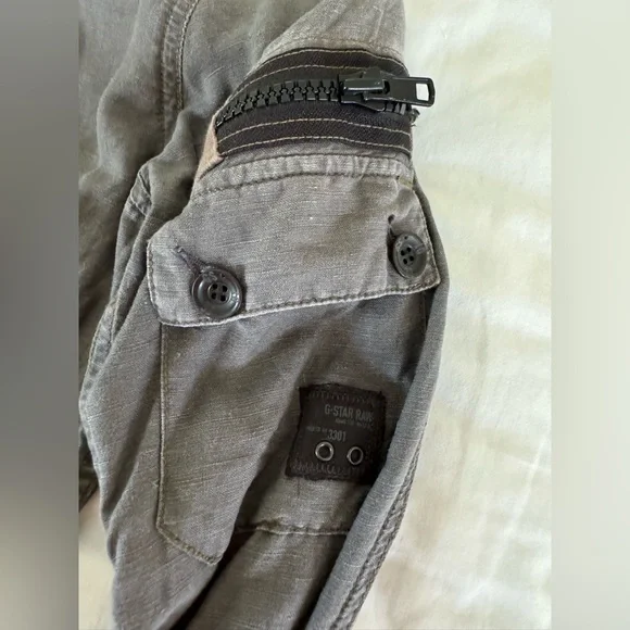 G Star Grey Linen Bomber Jacket size Medium - Picture 12 of 15